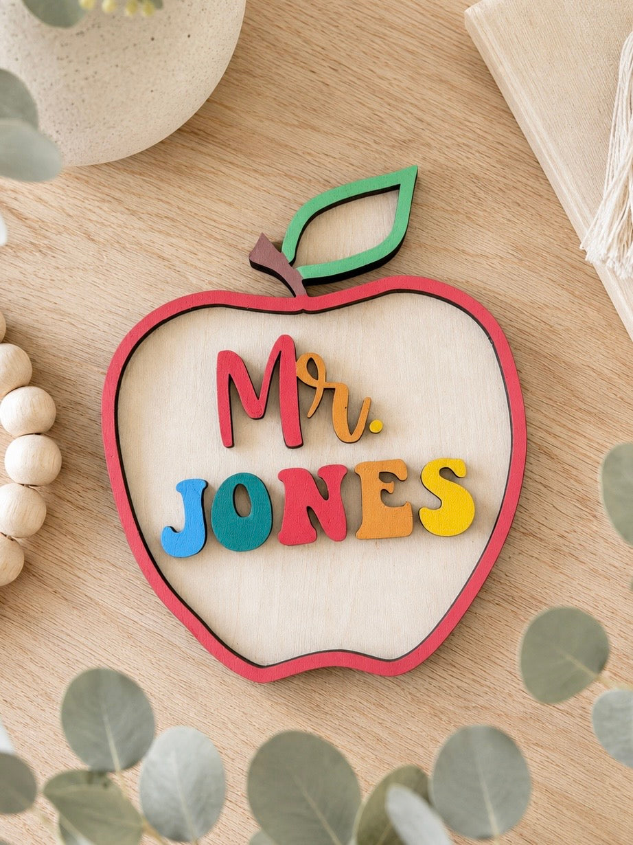 Personalised Teacher Apple Name Sign