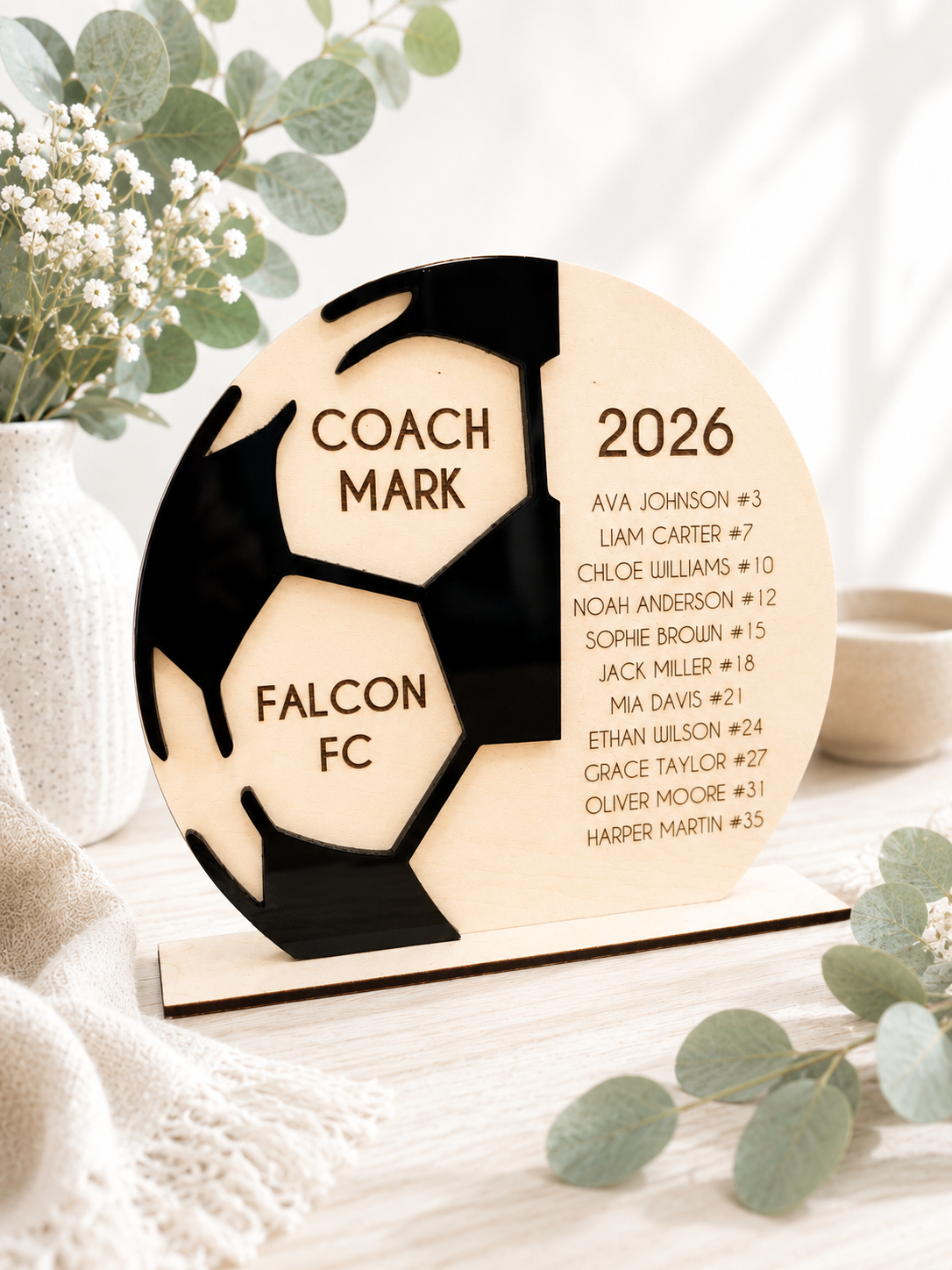 Personalised Soccer Coach Team Plaque