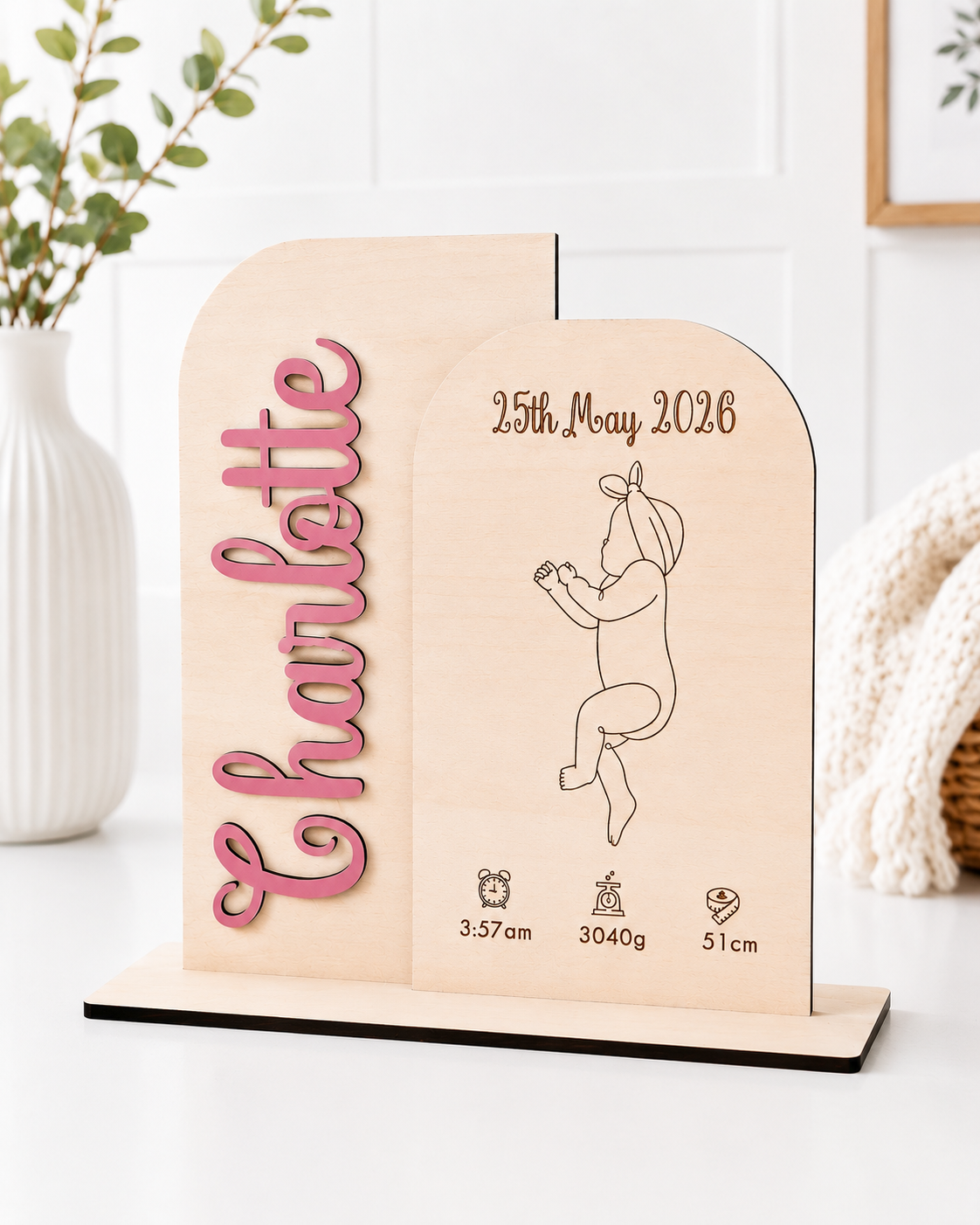 Double Arch Birth Details Plaque