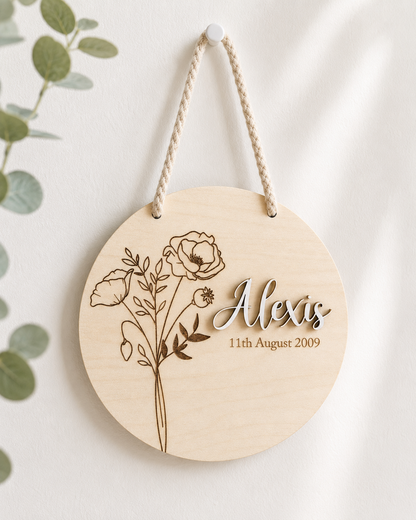 Birth Flower Name Plaque