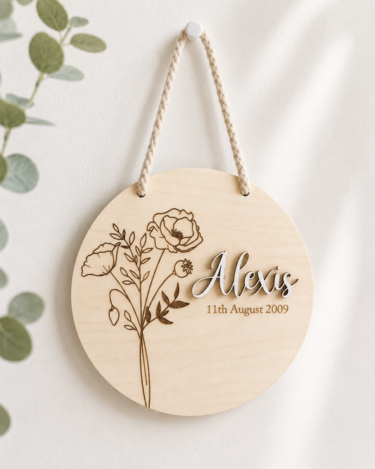 Birth Flower Name Plaque