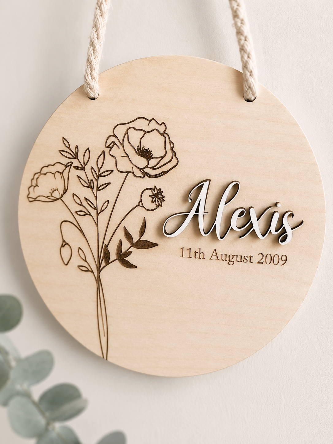 Birth Flower Name Plaque