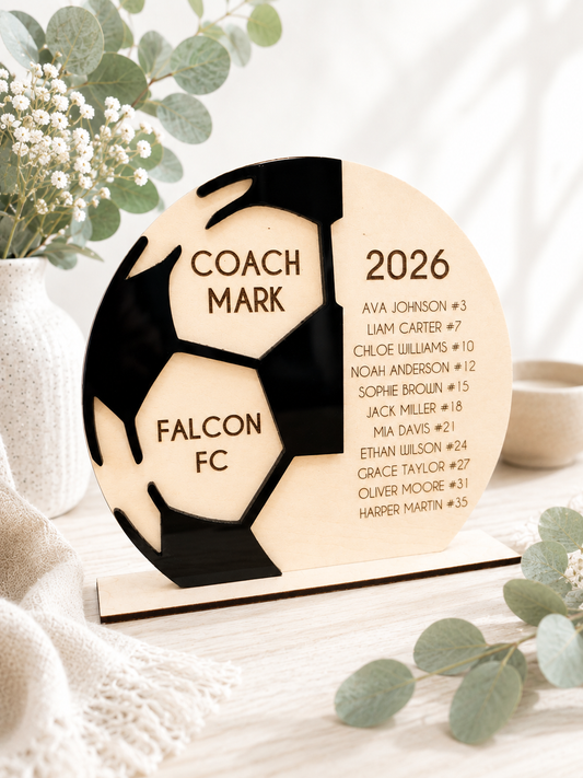 Personalised Soccer Coach Team Plaque