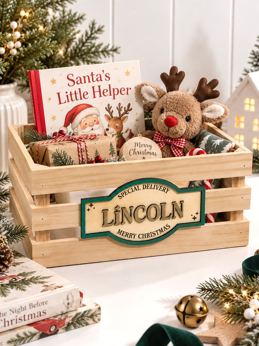 Personalised Christmas Plaque & Crate