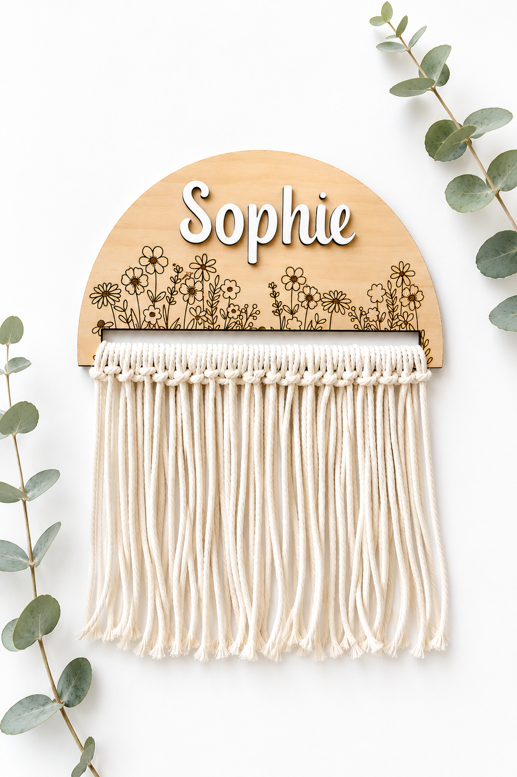 Floral Macrame Name Sign