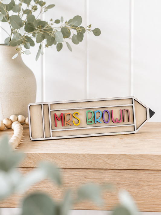 Personalised Teacher Pencil Name Sign