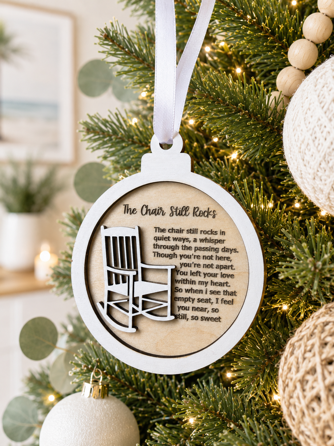 The Chair Still Rocks Memorial Christmas Ornament