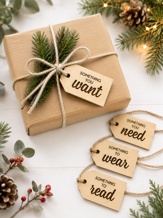 Something You Want, Need, Wear & Read Gift Tags