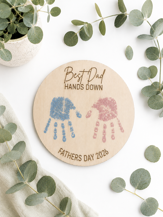 "Best Dad Hands Down" Handprint Plaque