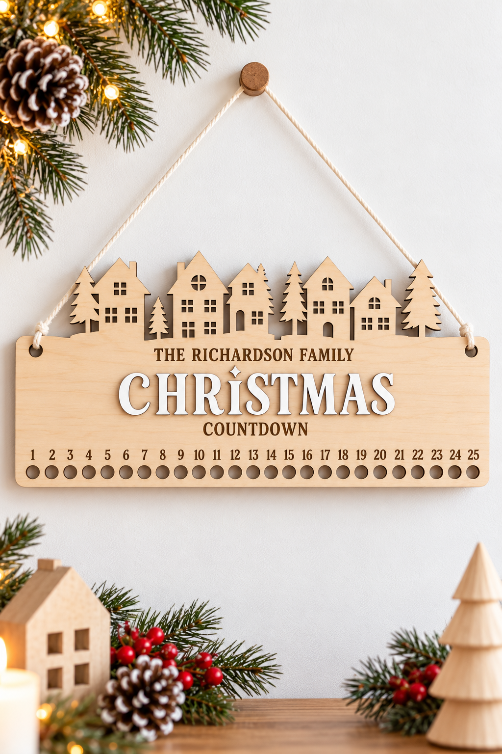 Personalised Christmas Village Countdown